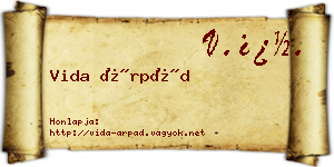 Vida Árpád névjegykártya