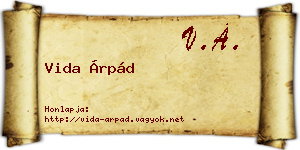 Vida Árpád névjegykártya