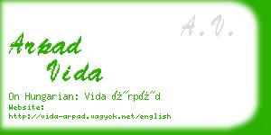 arpad vida business card
